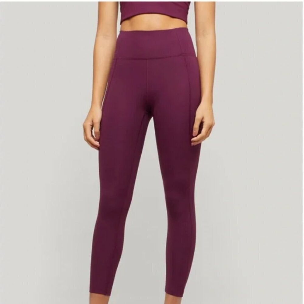 Girlfriend Collective 7/8 High Rise Pocket Leggings in Plum